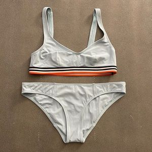 Solid and striped bikini